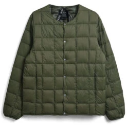 Taion Womens Crew Neck Down Jacket Dark Olive(Taion Womens Crew Neck Down Jacket Dark Olive)