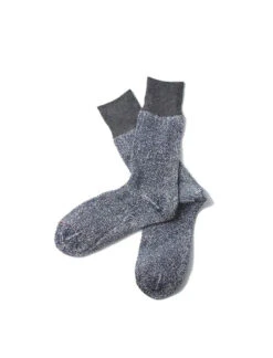 Rototo Double Face Crew Socks Silk / Cotton Dark Gray / Navy(Rototo Double Face Crew Socks Silk Cotton Dark Gray Navy)